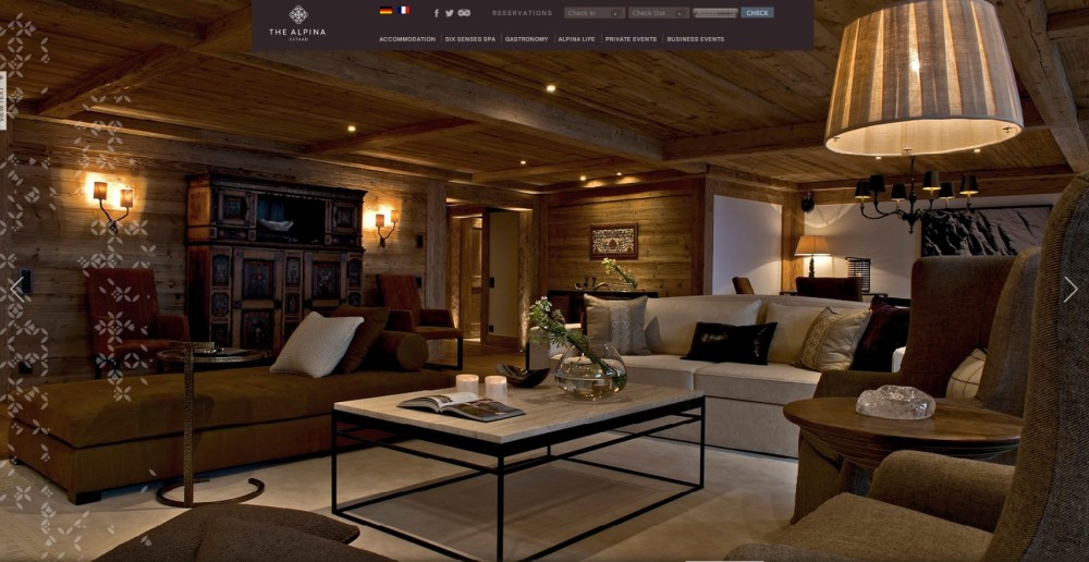 Sala de la suite del Hotel Alpina en donde se hospedan los invitados