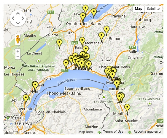 Ubicación de cámaras de seguridad alrededor del Lago de Ginebra, Suiza